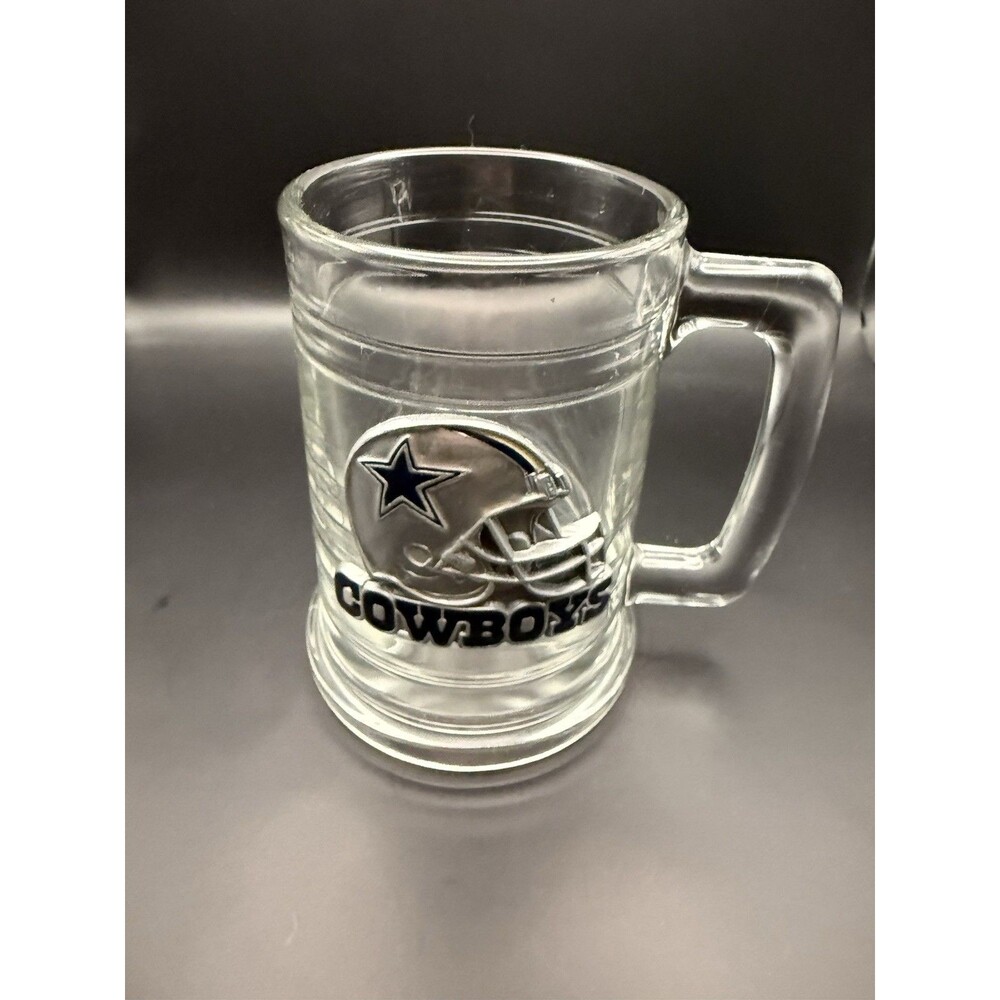 Dallas Cowboys NFL Glass Mug Beer Stein Raised Helmet Star Collectible